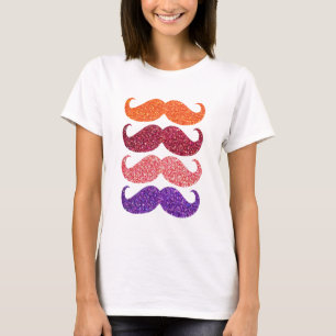 Farbenfroher Glitzer Mustache T-Shirt
