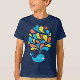 Farbenfroher glücklicher Cartoon Whale Dark Kids L T-Shirt