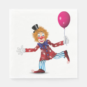 Farbenfroher glücklicher Clown mit Balloon Fun Cir Serviette