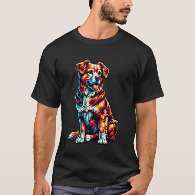 Farbenfroher glücklicher Hund T-Shirt (Vorderseite)