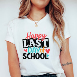 Farbenfroher glücklicher letzter Schultag, Lehrer- T-Shirt