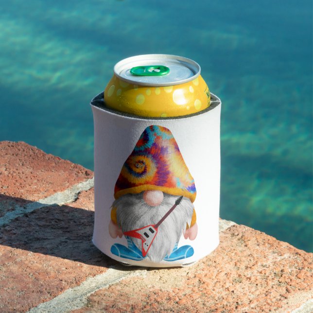 Farbenfroher Gnome Guitar Player auf Dosenkühler (In Situ Pool)