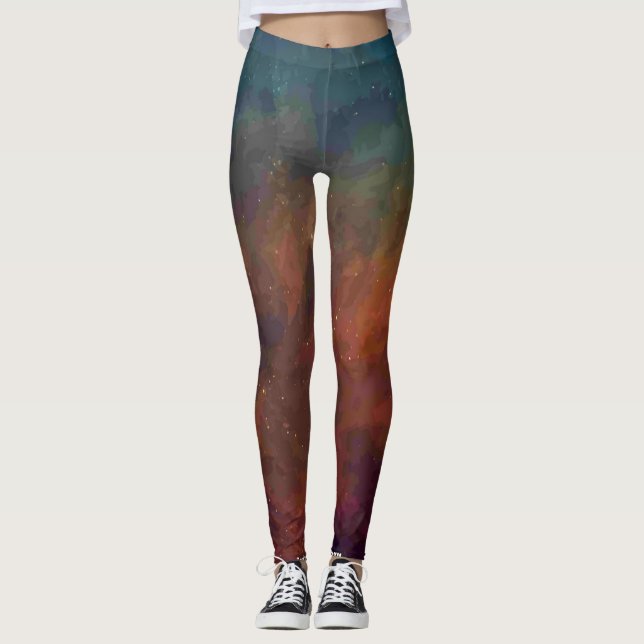 Farbenfroher Grunge Maleffekt Leggings (Vorderseite)