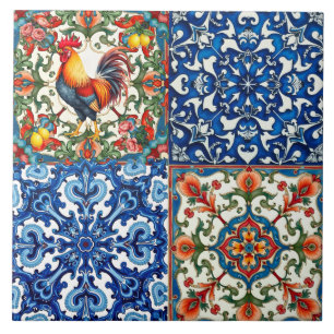 Farbenfroher Hahn,Mittelmeer,Mosaik,Zitrone, Fliese