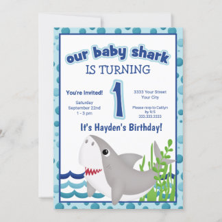 Farbenfroher Hai Ozean 1. Geburtstag Einladung