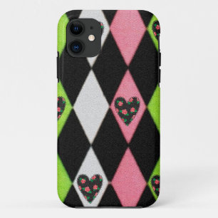 Farbenfroher Harlekin-Druck mit Rosenherzen Case-Mate iPhone Hülle