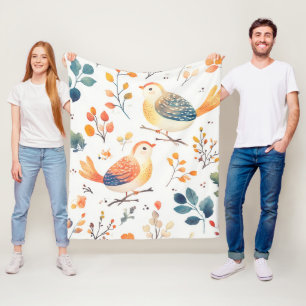 Farbenfroher Herbst-Aquarell-Truthahn - Fröhliche  Fleecedecke