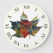 Farbenfroher Herbst, Blattkunst Wanduhr