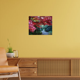 Farbenfroher Herbstgarten Spaziergang Poster