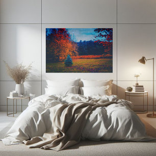 Farbenfroher Herbstwald Tanne Poster