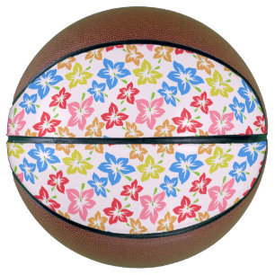 Farbenfroher Hibiskus, Blumenmuster Basketball