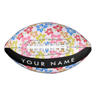 Farbenfroher Hibiskus, Blumenmuster, Ihr Name Football