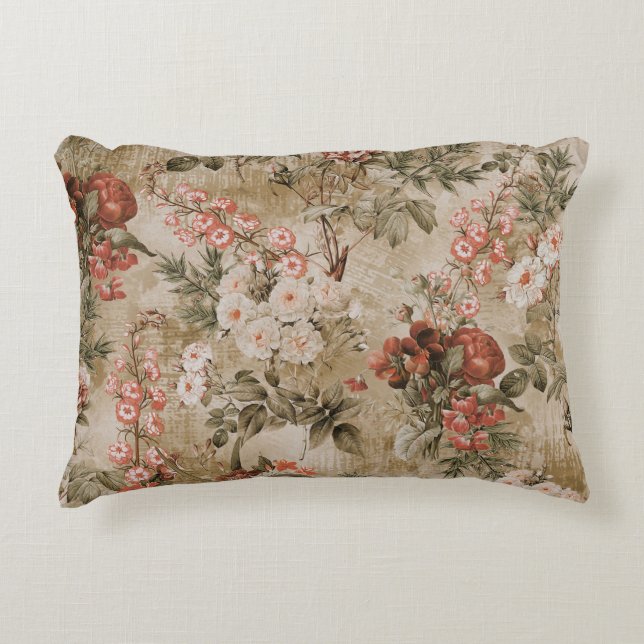 farbenfroher Hintergrund der Blume. Aquarell Illus Dekokissen (Vorderseite)