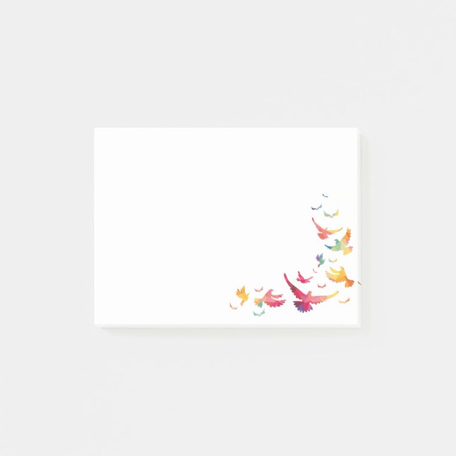 Farbenfroher Hintergrund Flying Bird Post-it Klebezettel (Vorderseite)