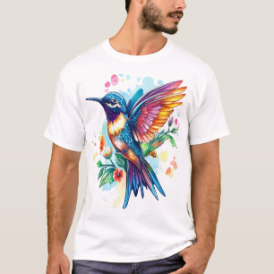 Farbenfroher Hummingbird im Flug mit Inspiration T-Shirt