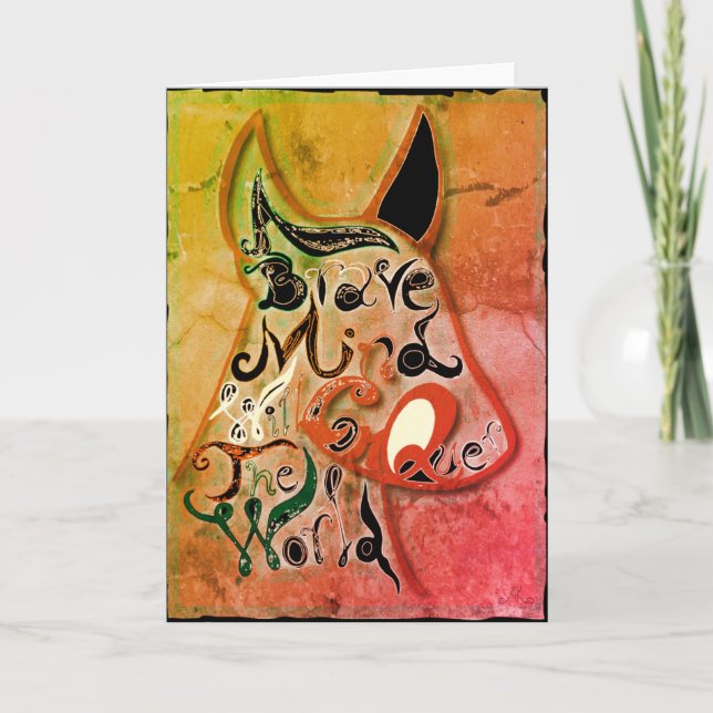 Farbenfroher Hund: Ein tapferer Geist wird die Wel Dankeskarte (Vorderseite)