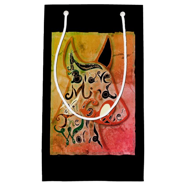 Farbenfroher Hund: Ein tapferer Geist wird die Wel Kleine Geschenktüte (Vorderseite)