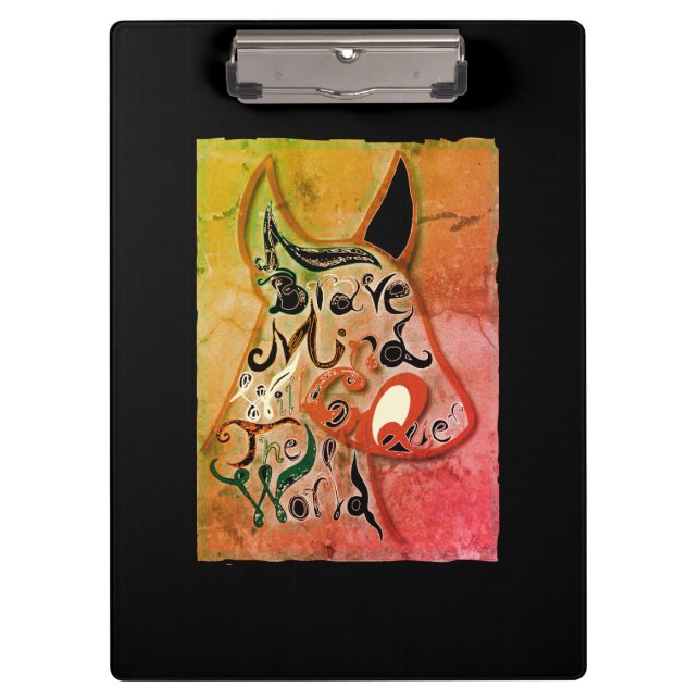 Farbenfroher Hund: Ein tapferer Geist wird die Wel Klemmbrett (Vorderseite)