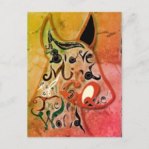 Farbenfroher Hund: Ein tapferer Geist wird die Wel Postkarte