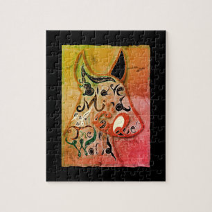 Farbenfroher Hund: Ein tapferer Geist wird die Wel Puzzle