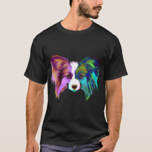 Farbenfroher Hund Papillon T - Shirt
