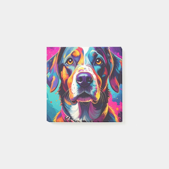 farbenfroher Hund Post-it Klebezettel (Vorderseite)