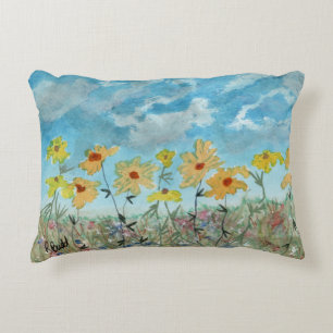 Farbenfroher Impressionist Gänseblümchen Akzentkis Dekokissen