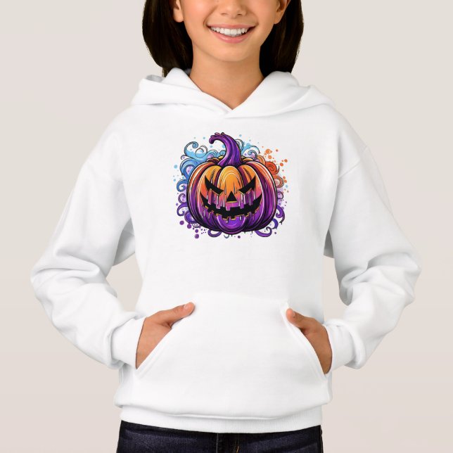 Farbenfroher Jack-O-Lantern Hoodie (Vorderseite)