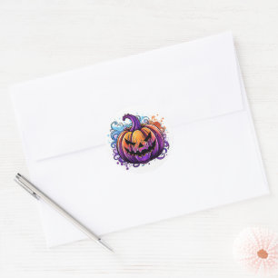 Farbenfroher Jack-O-Lantern Runder Aufkleber