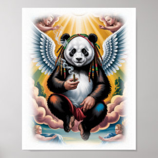 Farbenfroher jamaikanischer Panda mit Engeln auf W Poster