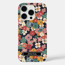 Farbenfroher japanischer Blumenprint mit Monogramm
