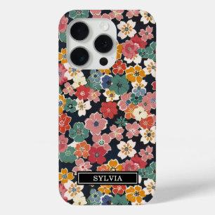Farbenfroher japanischer Blumenprint mit Monogramm Case-Mate iPhone Hülle