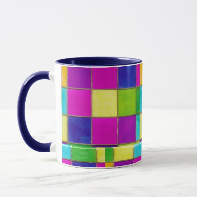 Farbenfroher Kaffee oder Tee aus Hartglas Tasse (Links)
