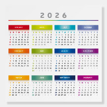 Farbenfroher Kalender 2026 - Regenbogenfarben 3 Sp