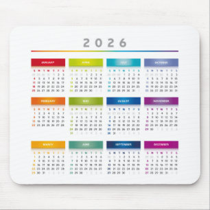 Farbenfroher Kalender 2026 - Regenbogenfarben 3 Sp Mousepad