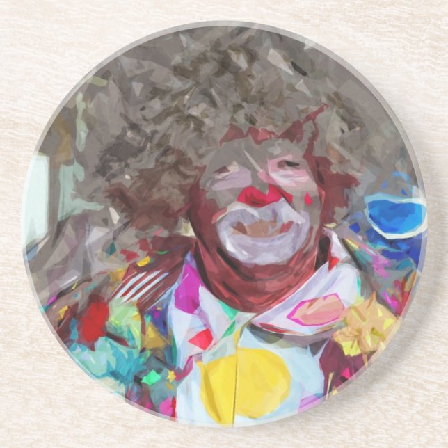 Farbenfroher Karneval Clown Abstrakter Impressioni Sandstein Untersetzer (Vorne)