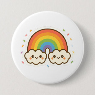 Farbenfroher Kawaii-Regenbogenpride Button