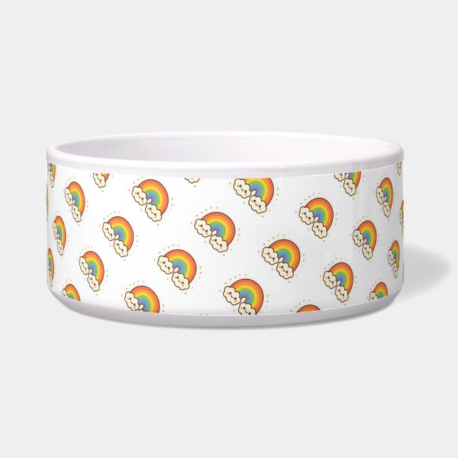 Farbenfroher Kawaii-Regenbogenpride Napf (Vorderseite)