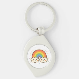 Farbenfroher Kawaii-Regenbogenpride Schlüsselanhänger
