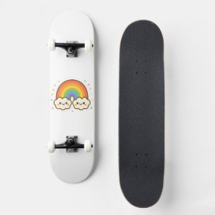 Farbenfroher Kawaii-Regenbogenpride Skateboard