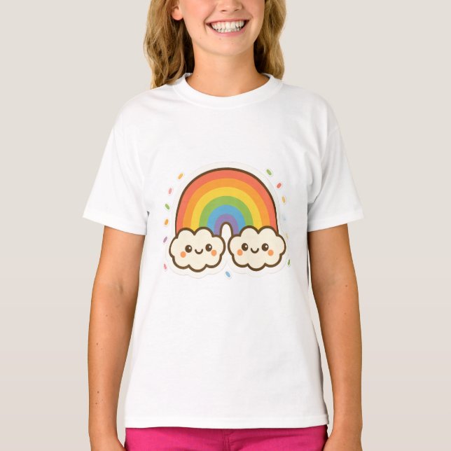 Farbenfroher Kawaii-Regenbogenpride T-Shirt (Vorderseite)