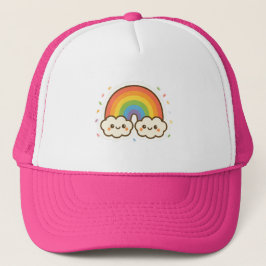 Farbenfroher Kawaii-Regenbogenpride Truckerkappe