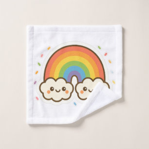 Farbenfroher Kawaii-Regenbogenpride Waschlappen