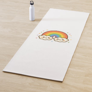 Farbenfroher Kawaii-Regenbogenpride Yogamatte
