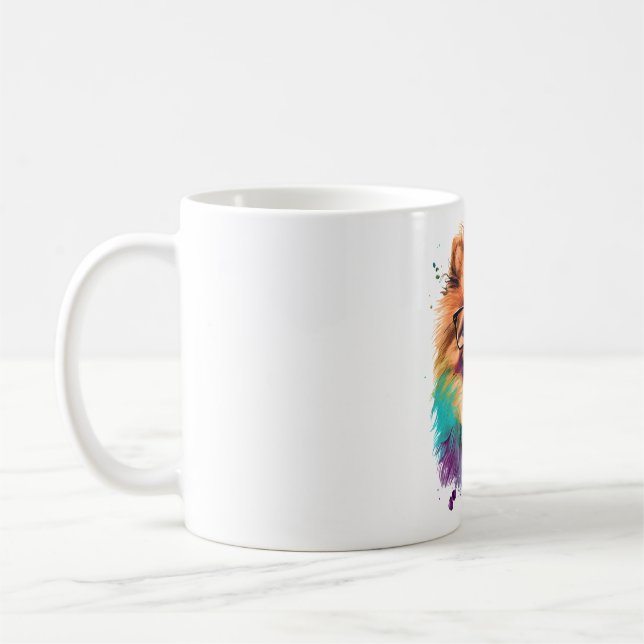 Farbenfroher Kawaii Spitz Hipster 1 Kaffeetasse (Links)