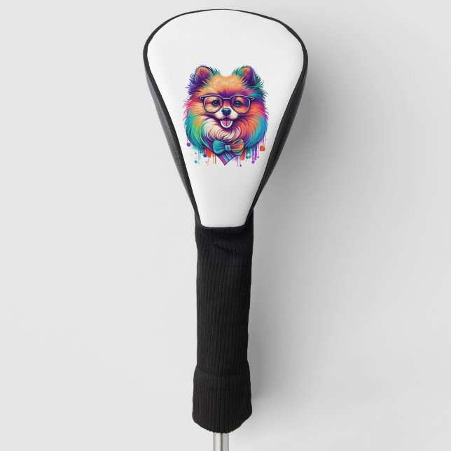 Farbenfroher Kawaii Spitz Hipster Golf Headcover (Vorderseite)