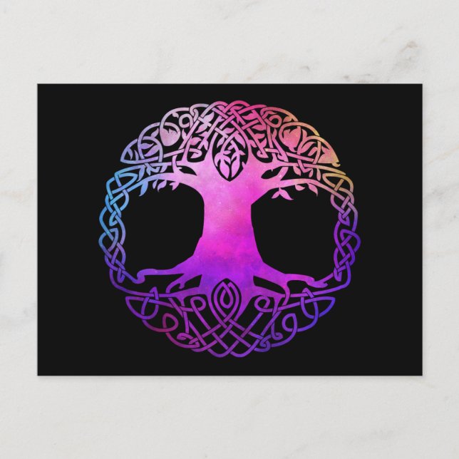 Farbenfroher Keltenbaum des Lebens Postkarte (Vorderseite)
