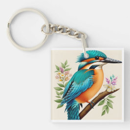 Farbenfroher Kingfisher Bird auf einer Zweignieder Schlüsselanhänger