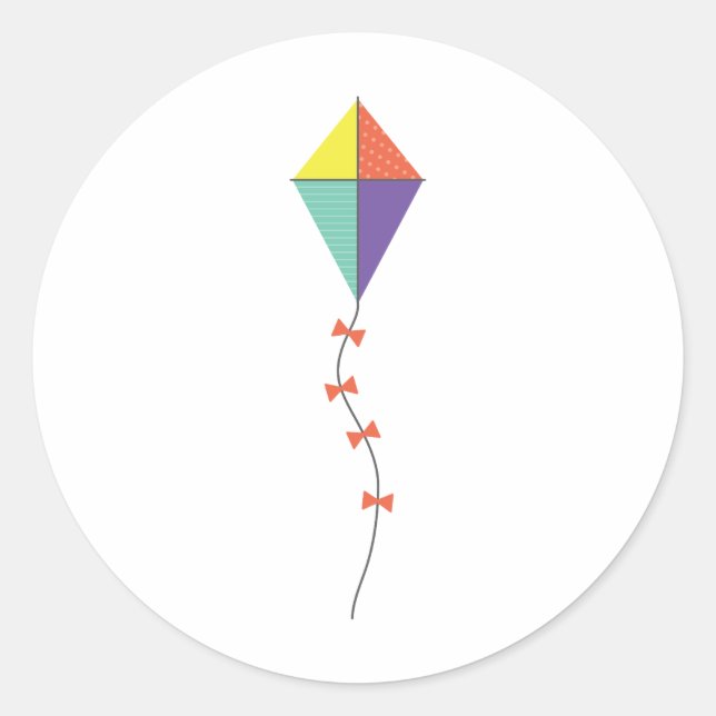 farbenfroher Kite Runder Aufkleber (Vorderseite)