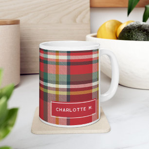 Farbenfroher Klassiker Personalisierte Karos Kaffeetasse